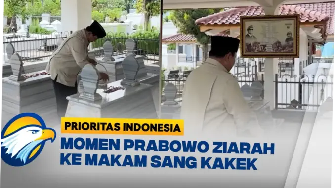 Momen Prabowo Berziarah ke Makam Margono Djojohadikusumo