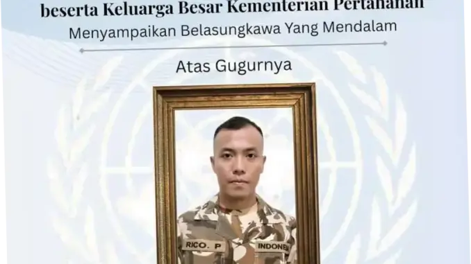 TNI Kehilangan Praka Rico Usai Serangan di Lebanon