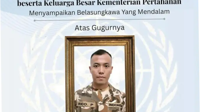 UNIFIL Umumkan Praka Rico Gugur Usai Terluka dalam Serangan di Lebanon