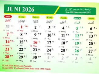 Kalender Juni 2026: Tanggal Merah, Libur Nasional, dan Cuti Bersama