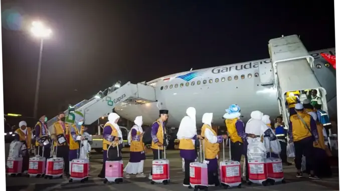 Kloter 1 Jamaah Haji Terbang Melalui Bandara Internasional Syamsudin Noor