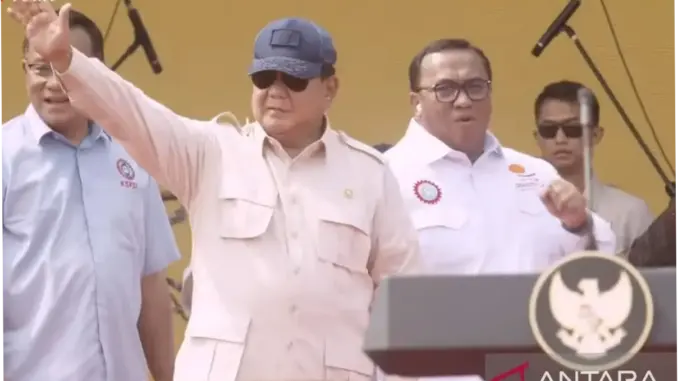 Prabowo Hadiri May Day di Monas, Pemerintah Berdiri Bersama Buruh